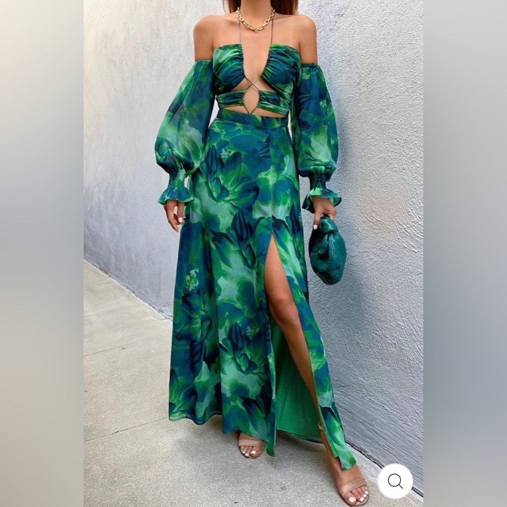 KHARMA MAXI DRESS - GREEN FLORAL